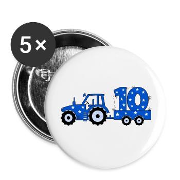 10th birthday tractor - Buttons small 1''/25 mm (5-pack) - white - Front