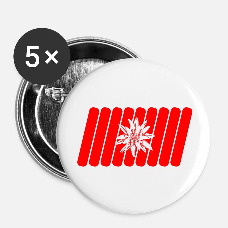 Schweizer Flagge - Buttons klein 25 mm (5er Pack) - Weiß
