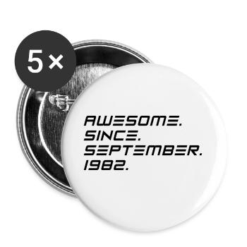 Septembre 1982 - cadeau du 40e anniversaire. Génial. - Lot de 5 petits badges (25 mm) - blanc - Devant
