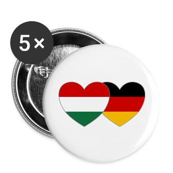 Ungarn Deutschland Flagge Herz - Buttons klein 25 mm (5er Pack) - Weiß - Vorne