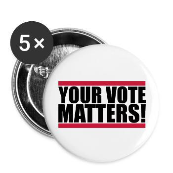 votre vote compte citation - Lot de 5 petits badges (25 mm) - blanc - Devant
