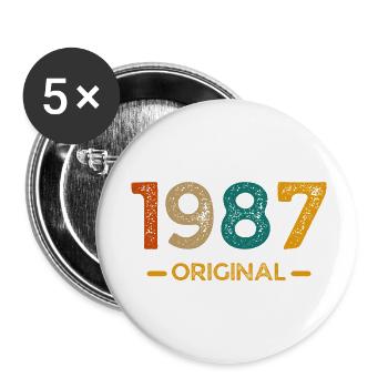 1987 original - Lot de 5 petits badges (25 mm) - blanc - Devant