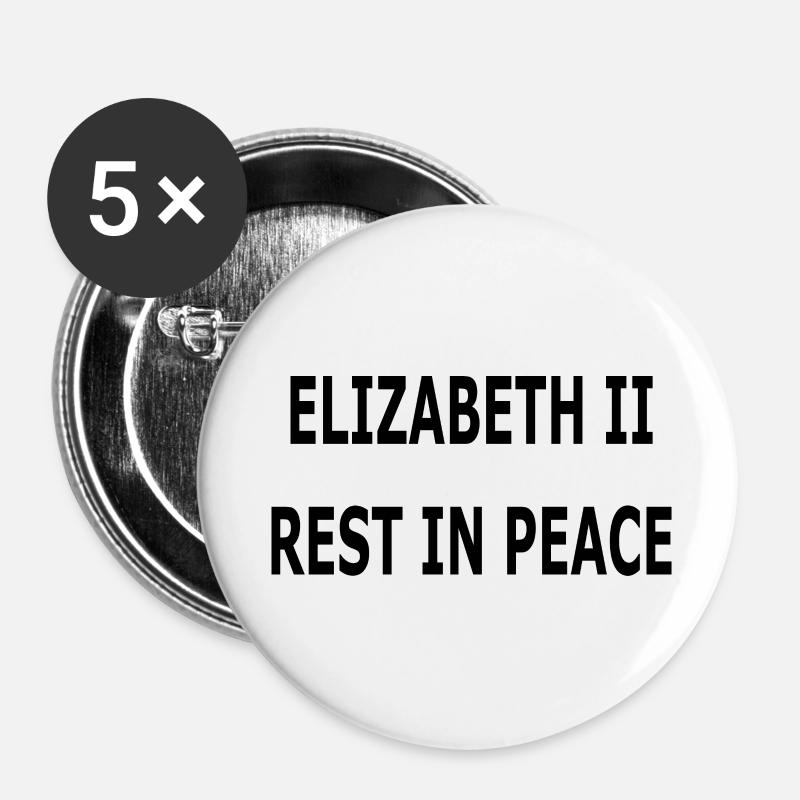 ELIZABETH II REST IN PEACE - Lot de 5 petits badges (25 mm) - blanc
