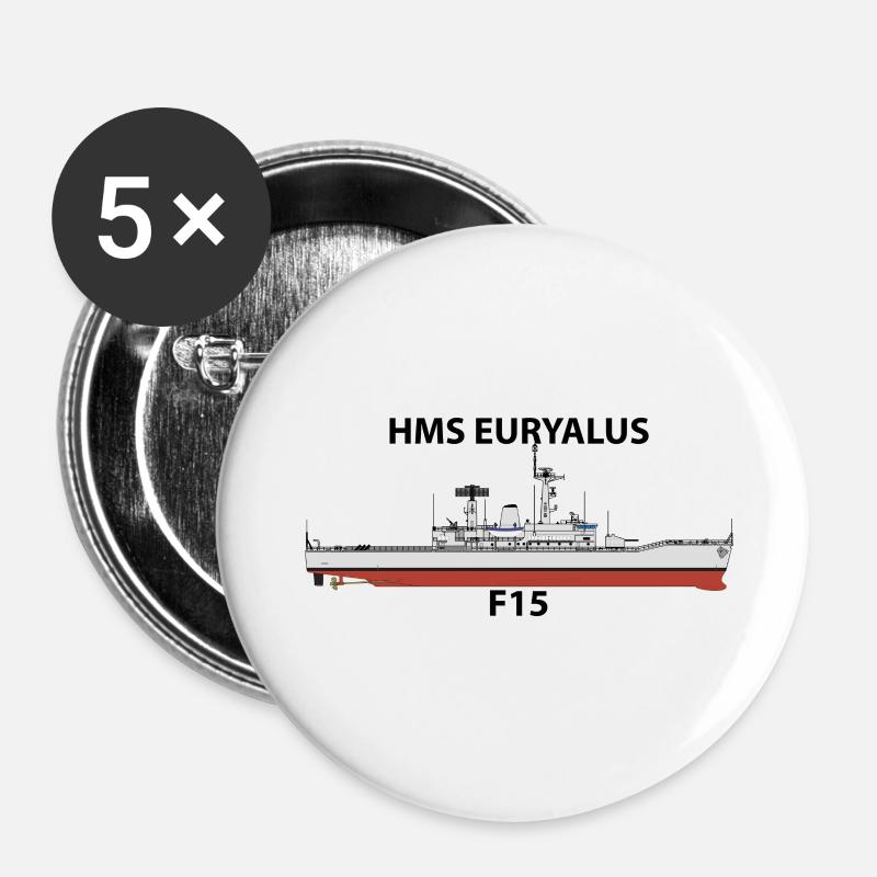 HMS EURYALUS - LEANDER ORIG - Lot de 5 petits badges (25 mm) - blanc