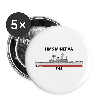 HMS MINERVA - LEANDER ORIG - Buttons klein 25 mm (5er Pack) - Weiß - Vorne