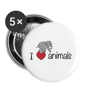 ich liebe tiere elefant tierliebe - Buttons klein 25 mm (5er Pack) - Weiß - Vorne