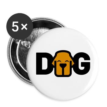 Logo DOG - Lot de 5 petits badges (25 mm) - blanc - Devant