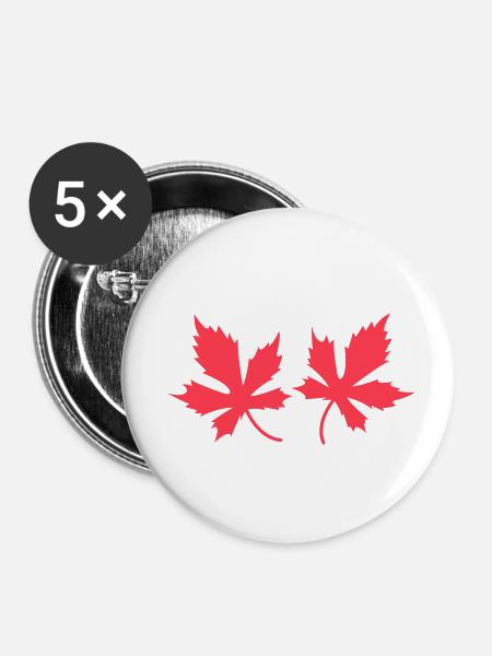Blätter - Buttons klein 25 mm (5er Pack) - Weiß