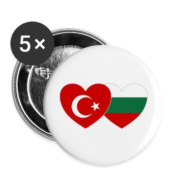 Türkei Bulgarien Flagge Herz - Buttons klein 25 mm (5er Pack) - Weiß - Vorne
