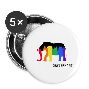 LGBT Regenbogen Pride-side proud "GAYLEPHANT" - Buttons klein 25 mm (5er Pack) - Weiß - Vorne