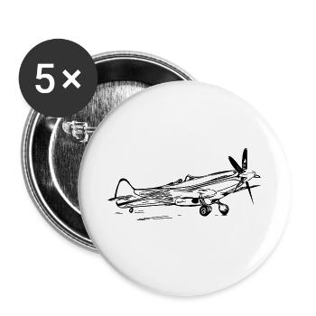 Vintage Popeller Flieger Flugzeug - Buttons klein 25 mm (5er Pack) - Weiß - Vorne