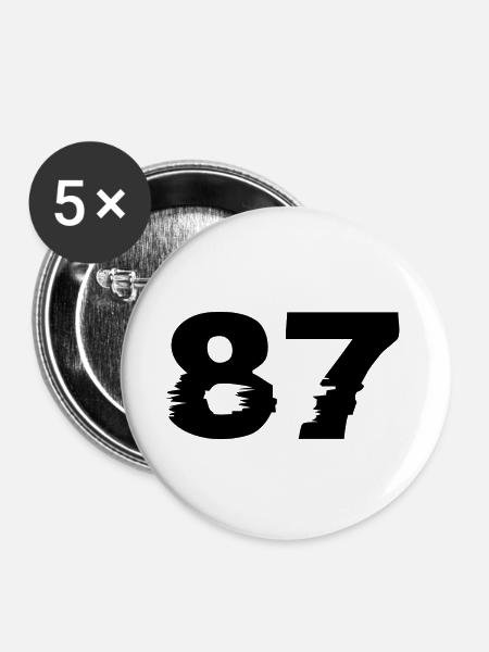 87 Zahl - Buttons klein 25 mm (5er Pack) - Weiß