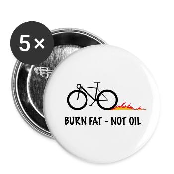 Burn Fat Not Oil Flame Bike - Lot de 5 petits badges (25 mm) - blanc - Devant