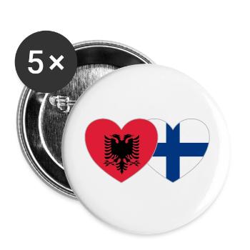 Albanie Finlande Drapeau Coeur - Lot de 5 petits badges (25 mm) - blanc - Devant