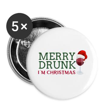 Merry Drunk - Buttons small 1''/25 mm (5-pack) - white - Front