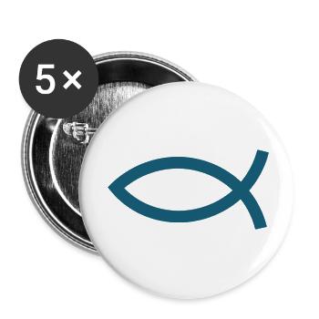 Jésus poisson Ichthys poisson poisson poisson - Lot de 5 petits badges (25 mm) - blanc - Devant