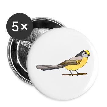Oiseau - Lot de 5 petits badges (25 mm) - blanc - Devant