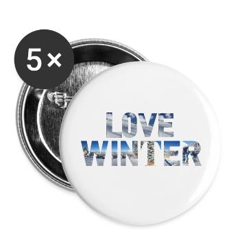 Love Winter - Skiing Winter Sports - Buttons klein 25 mm (5er Pack) - Weiß - Vorne
