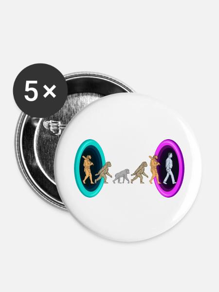 Evolution durch Portale - Buttons klein 25 mm (5er Pack) - Weiß