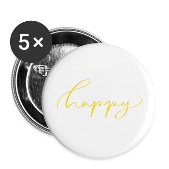 Happy - Buttons klein 25 mm (5er Pack) - Weiß - Vorne