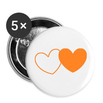 Valentine's Day Heart Orange - Buttons small 1''/25 mm (5-pack) - white - Front