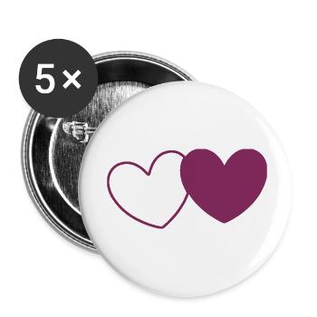 Valentine's Day Heart Violet - Buttons small 1''/25 mm (5-pack) - white - Front