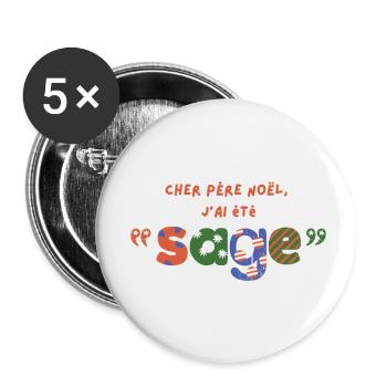 Cher père noël - Lot de 5 petits badges (25 mm) - blanc - Devant