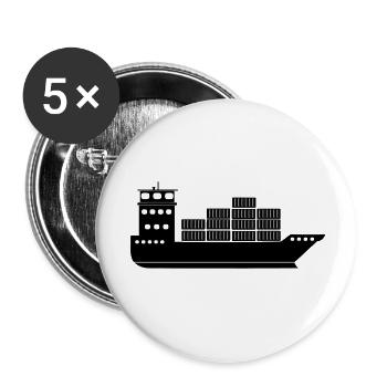 Seecontainerschiff oder Boot mit Containern - Buttons klein 25 mm (5er Pack) - Weiß - Vorne