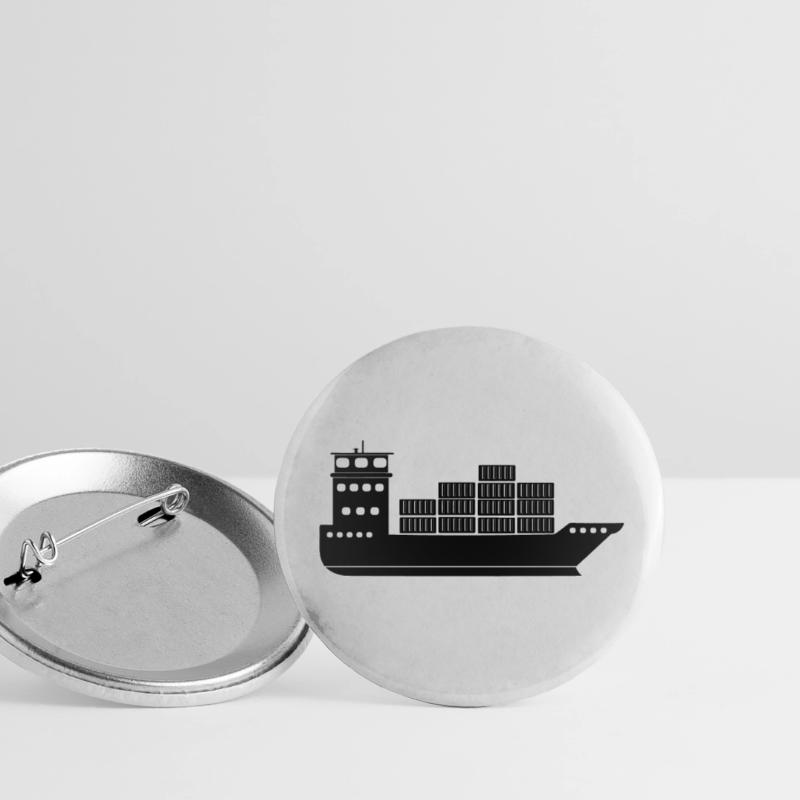 Seecontainerschiff oder Boot mit Containern Buttons klein 25 mm (5er Pack)