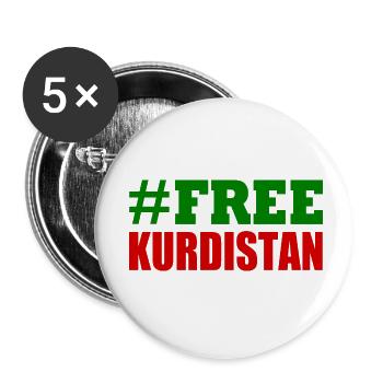 Free Kurdistan - Lot de 5 petits badges (25 mm) - blanc - Devant