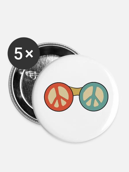 Sonnenbrille Frieden Frieden Symbol - Buttons klein 25 mm (5er Pack) - Weiß