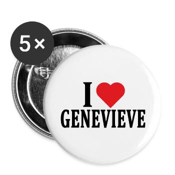 T-Shirt Ich liebe Genevieve T-Shirt Geschenkidee - Buttons klein 25 mm (5er Pack) - Weiß - Vorne