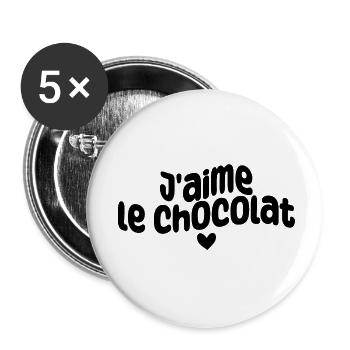 j'aime le chocolat - Lot de 5 petits badges (25 mm) - blanc - Devant