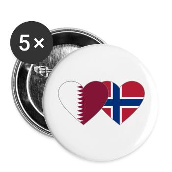 Qatar Norway Flag Heart - Buttons small 1''/25 mm (5-pack) - white - Front