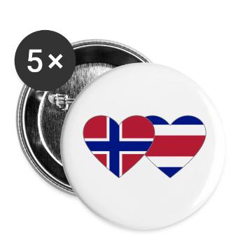 Norway Costa Rica Flag Heart - Buttons small 1''/25 mm (5-pack) - white - Front