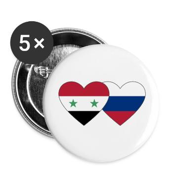 Syrie Russie Flag Coeur - Lot de 5 petits badges (25 mm) - blanc - Devant