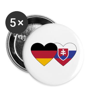 Deutschland Slowakei Flagge Herz - Buttons klein 25 mm (5er Pack) - Weiß - Vorne
