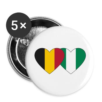 Belgium Nigeria Flag Heart - Buttons small 1''/25 mm (5-pack) - white - Front