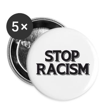 Stop Racism black - Buttons small 1''/25 mm (5-pack) - white - Front