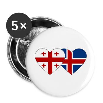 Géorgie Islande Flag Heart - Lot de 5 petits badges (25 mm) - blanc - Devant