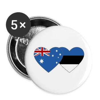 Australia Estonia Flag Heart - Buttons small 1''/25 mm (5-pack) - white - Front