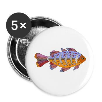 Fish - Buttons small 1''/25 mm (5-pack) - white - Front