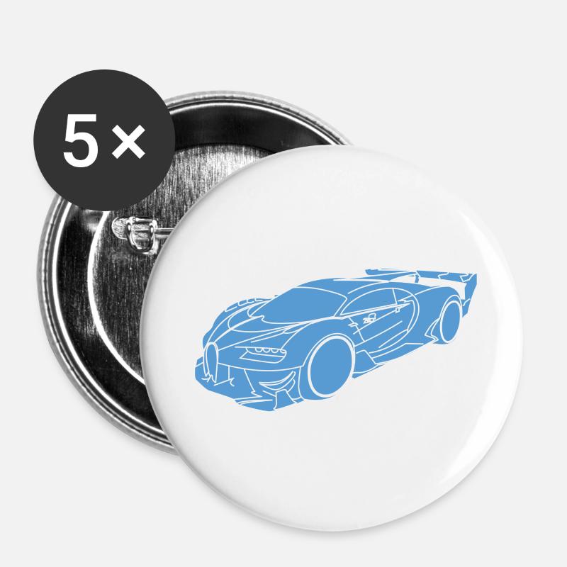 Buga sports car - Buttons small 1''/25 mm (5-pack) - white