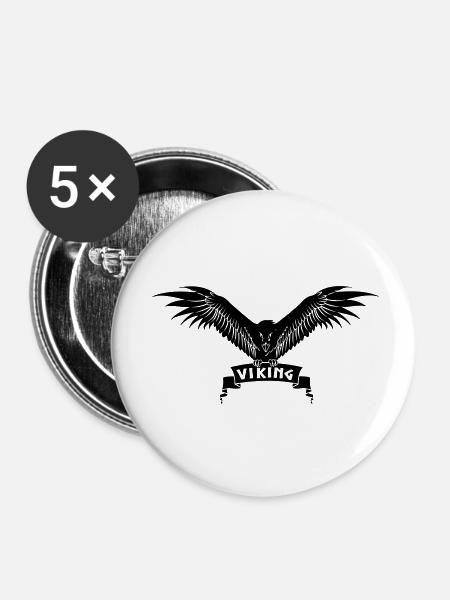 Wikingerkrähe - Buttons klein 25 mm (5er Pack) - Weiß