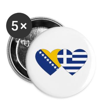 Bosnia Greece Flag Heart - Buttons small 1''/25 mm (5-pack) - white - Front
