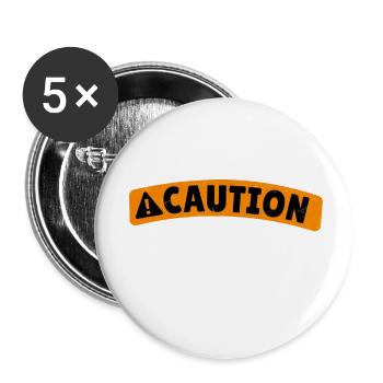 Caution Unsupervised 4 - Buttons small 1''/25 mm (5-pack) - white - Front