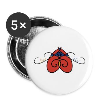 Love and peace - Buttons small 1''/25 mm (5-pack) - white - Front
