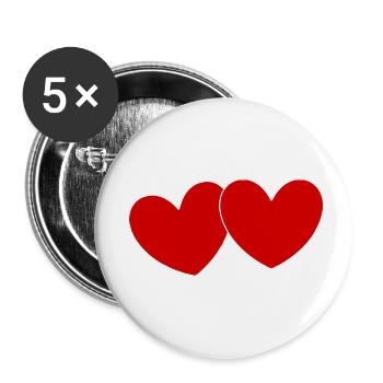 Valentines Red Heart, Valentine's Day - Buttons small 1''/25 mm (5-pack) - white - Front