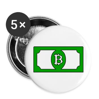 Bitcoin-Dollar - Buttons klein 25 mm (5er Pack) - Weiß - Vorne