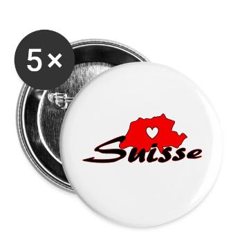 Love Suisse - Lot de 5 petits badges (25 mm) - blanc - Devant
